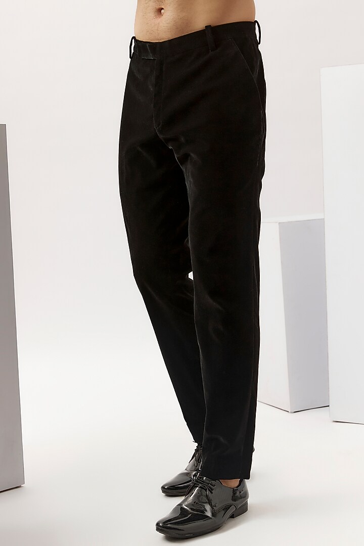 Black Velvet Embroidered Tuxedo Set by Gaurav Gupta Men at Pernia's Pop Up Shop