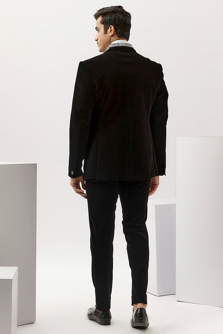 Black Velvet Tuxedo Set by Gaurav Gupta Men at Pernia's Pop Up Shop