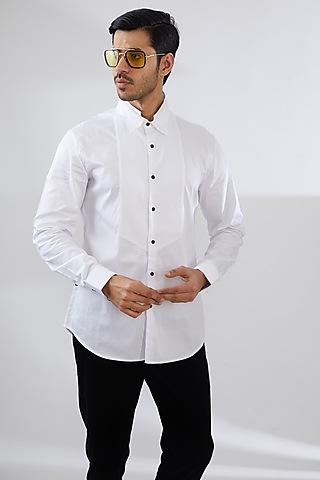 Buy Off White Silk Shirt for men Online from Indian Designers 2024