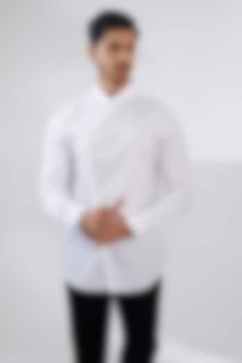 White Suiting Draped Wrap Shirt by Gaurav Gupta Men