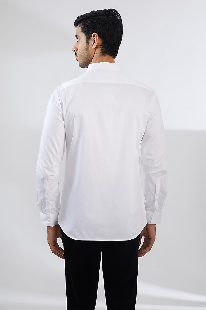 White Suiting Draped Wrap Wedding Shirt by Gaurav Gupta Men at Pernia's Pop Up Shop