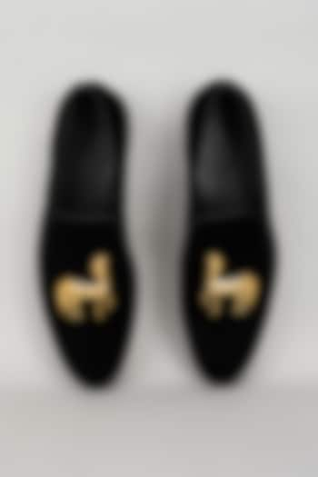 Black Velvet Shoes by Gaurav Gupta Men at Pernia's Pop Up Shop