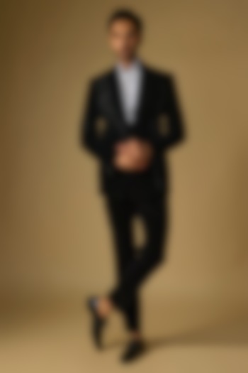 Black Velvet Tuxedo Set by Gaurav Gupta Men at Pernia's Pop Up Shop