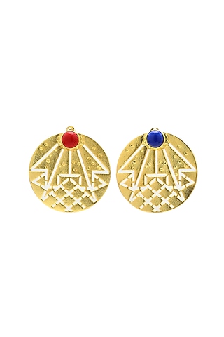 Gold Finish Art Deco Cityscape Mismatched Stud Earrings by Gaia Tree Label
