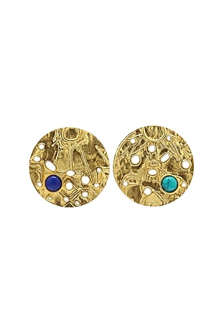 Gold Finish Art Deco Cityscape Mismatched Stud Earrings by Gaia Tree Label