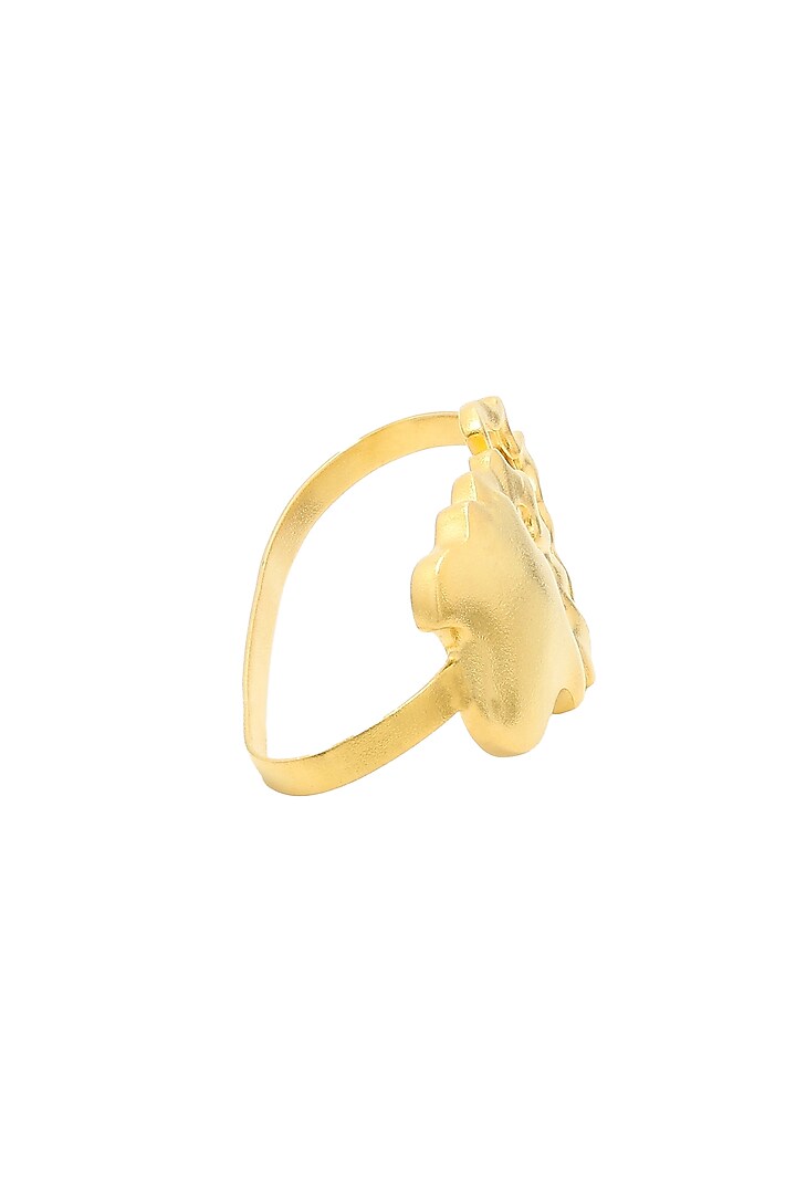 Gold Finish Seashell Palm Cuff by Gaia Tree Label at Pernia's Pop Up Shop