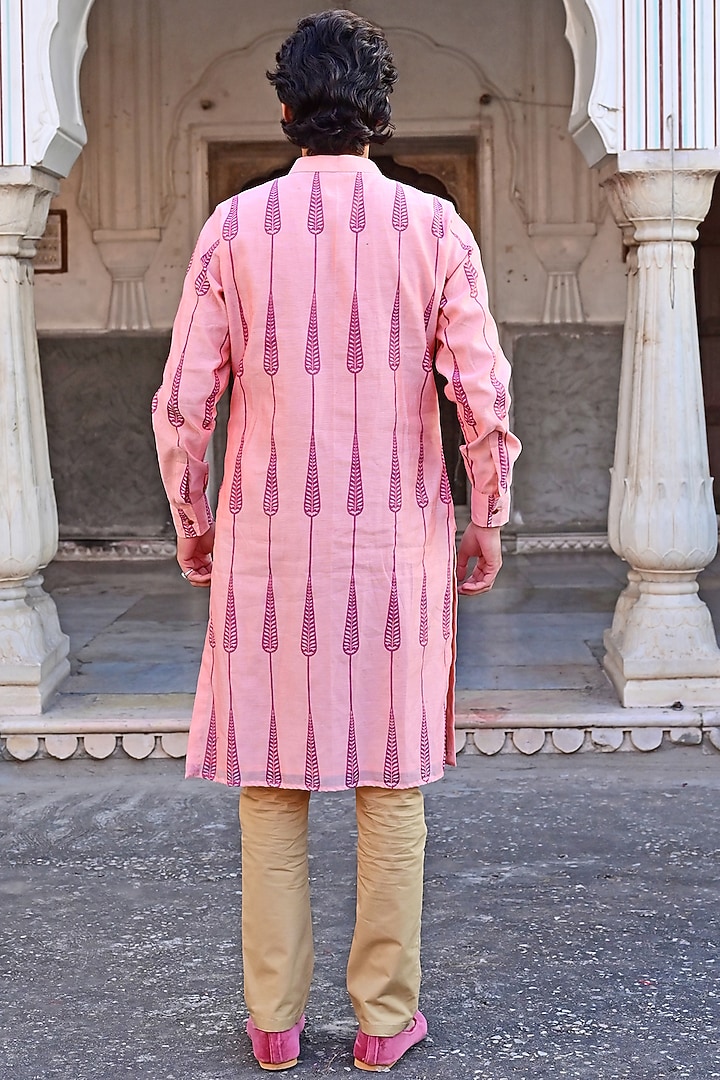 Pink Chanderi Kurta Set by Gaurav Katta at Pernia's Pop Up Shop