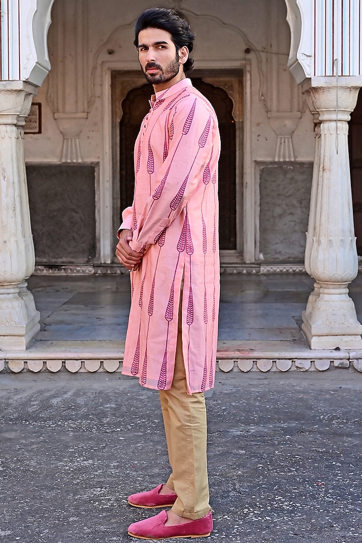Pink Chanderi Kurta Set by Gaurav Katta at Pernia's Pop Up Shop