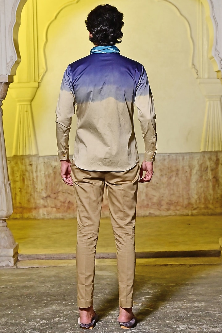 Ombre Beige Lycra Cotton Party Wear Shirt by Gaurav Katta at Pernia's Pop Up Shop