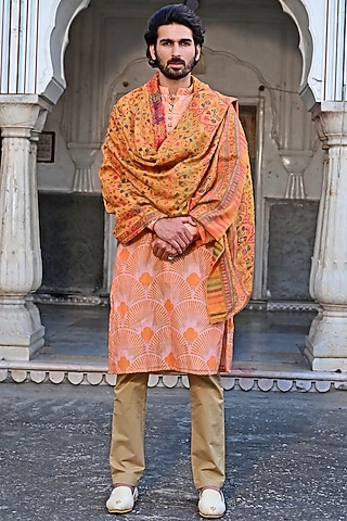 Orange Pashmina Shawl by Gaurav Katta