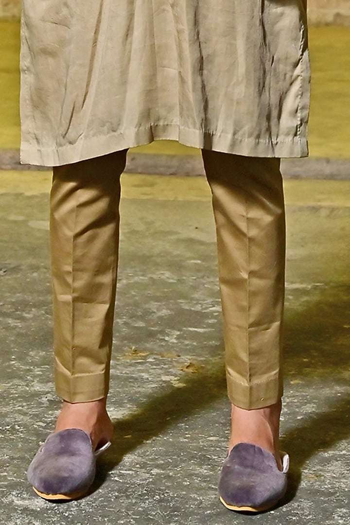 Ombre Indigo & Beige Modal Silk Marodi Work Kurta Set by Gaurav Katta at Pernia's Pop Up Shop