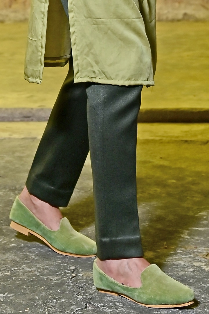 Olive Green Italian Cotton Wedding Bandhgala Jacket Set by Gaurav Katta at Pernia's Pop Up Shop
