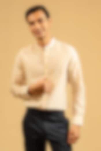 Royal Beige Silk Chanderi Party Wear Shirt by Gaurav Katta at Pernia's Pop Up Shop