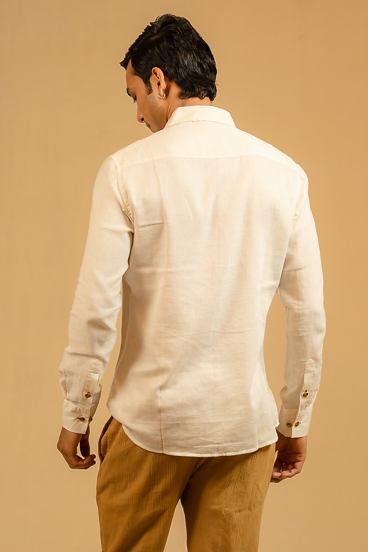 Royal White Silk Chanderi Party Wear Shirt by Gaurav Katta at Pernia's Pop Up Shop