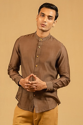 coffee brown dress shirt Giovanni Clg1001-17 1-2x32-33 Mens Solid Color Dress Shirt, Brown