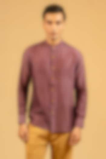 Old Rose Silk Chanderi Party Wear Shirt by Gaurav Katta at Pernia's Pop Up Shop