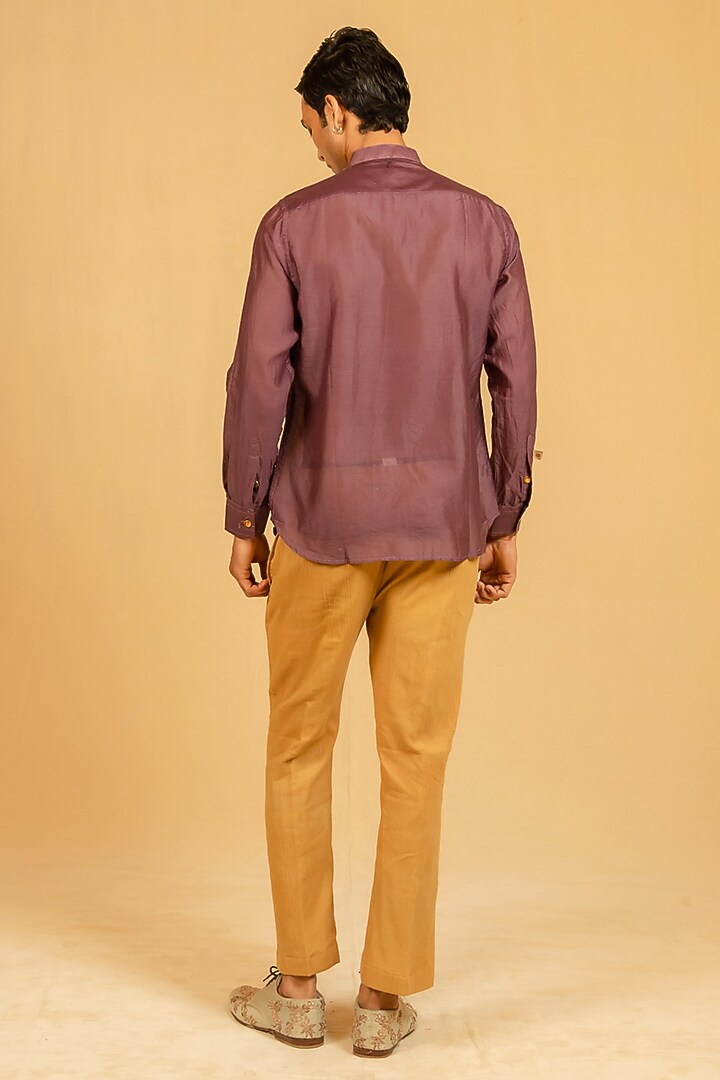 Old Rose Silk Chanderi Party Wear Shirt by Gaurav Katta at Pernia's Pop Up Shop