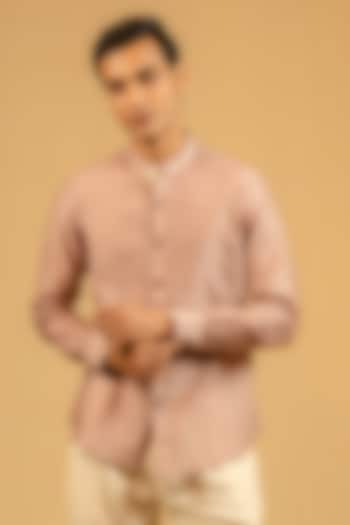 Dusky Pink Silk Chanderi Party Wear Shirt by Gaurav Katta at Pernia's Pop Up Shop