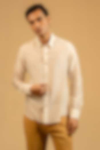 Royal White Silk Chanderi Party Wear Shirt by Gaurav Katta at Pernia's Pop Up Shop