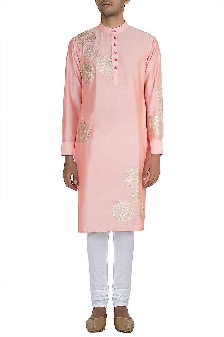 Pink Rose Embroidered Kurta by Gaurav Katta at Pernia's Pop Up Shop
