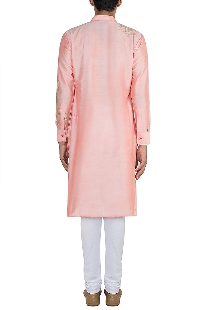 Pink Rose Embroidered Kurta by Gaurav Katta at Pernia's Pop Up Shop