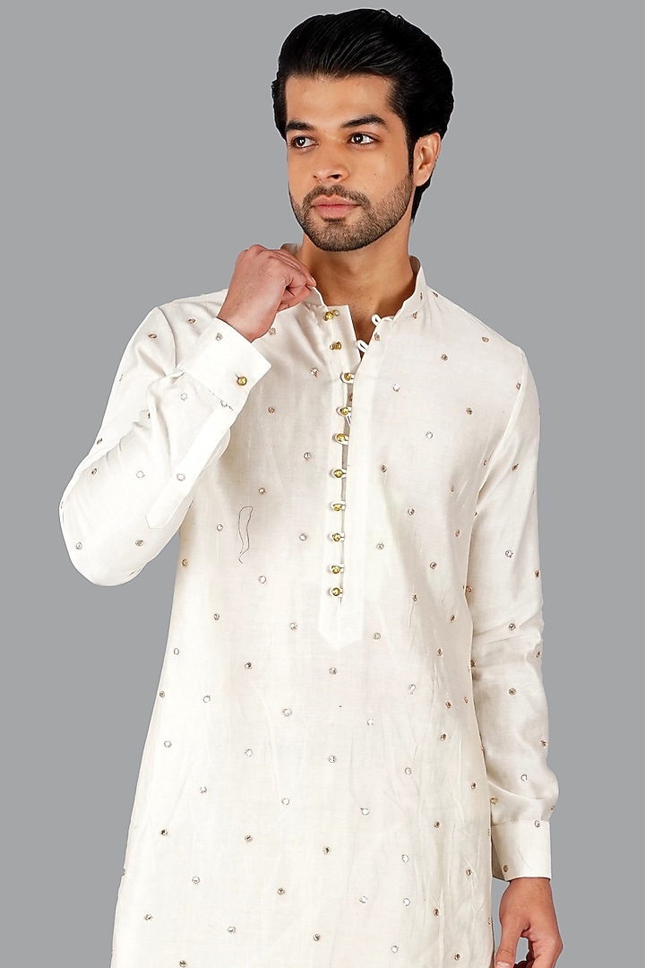Off-White Chanderi Gota Patti Work Kurta Set by Gaurav Katta at Pernia's Pop Up Shop