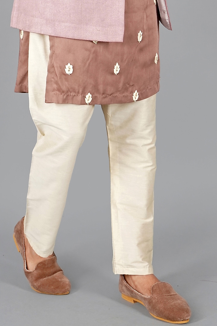 Peach Italian Cotton Open Jacket Set by Gaurav Katta at Pernia's Pop Up Shop