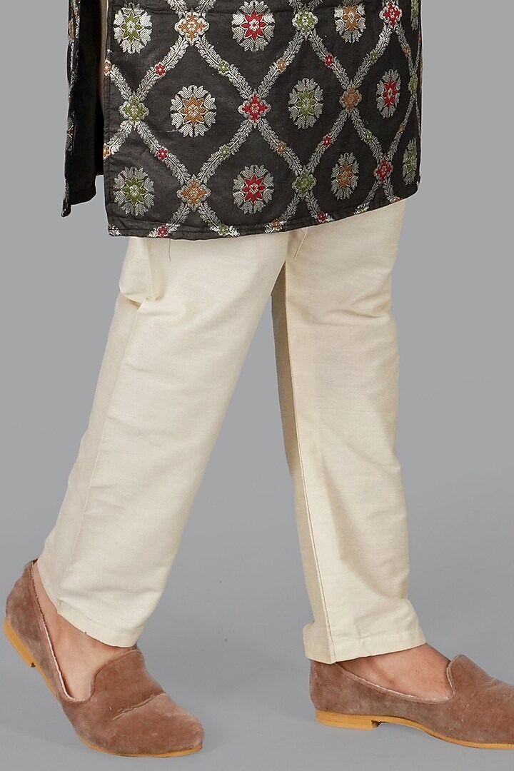 Yellow Modal Silk Zardosi Work Nehru Jacket Set by Gaurav Katta at Pernia's Pop Up Shop
