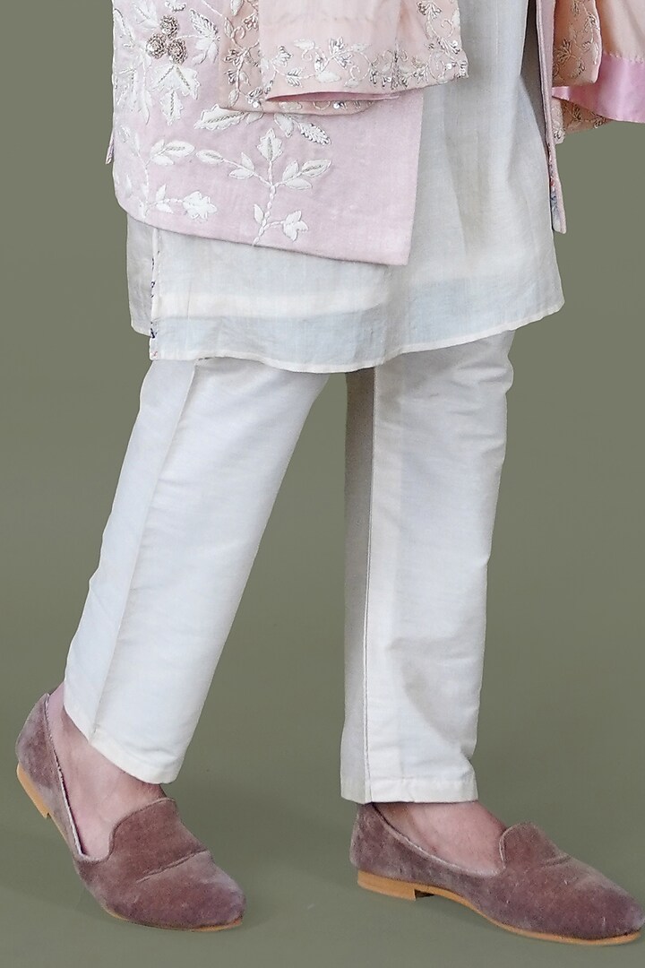 Rose Gold Italian Cotton Thread Work Groom Sherwani Set by Gaurav Katta at Pernia's Pop Up Shop