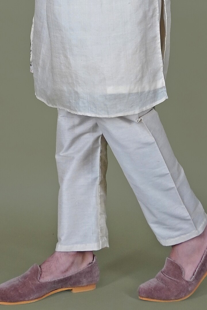 Aqua Italian Cotton Thread Work Jacket Set by Gaurav Katta at Pernia's Pop Up Shop