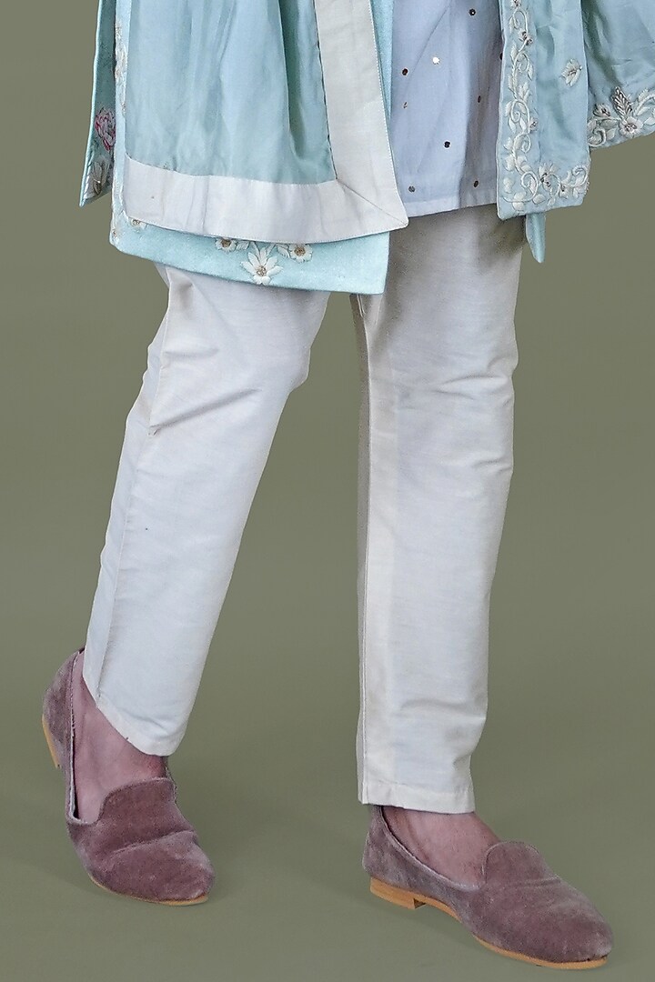 Aqua Italian Cotton Thread Work Groom Sherwani Set by Gaurav Katta at Pernia's Pop Up Shop