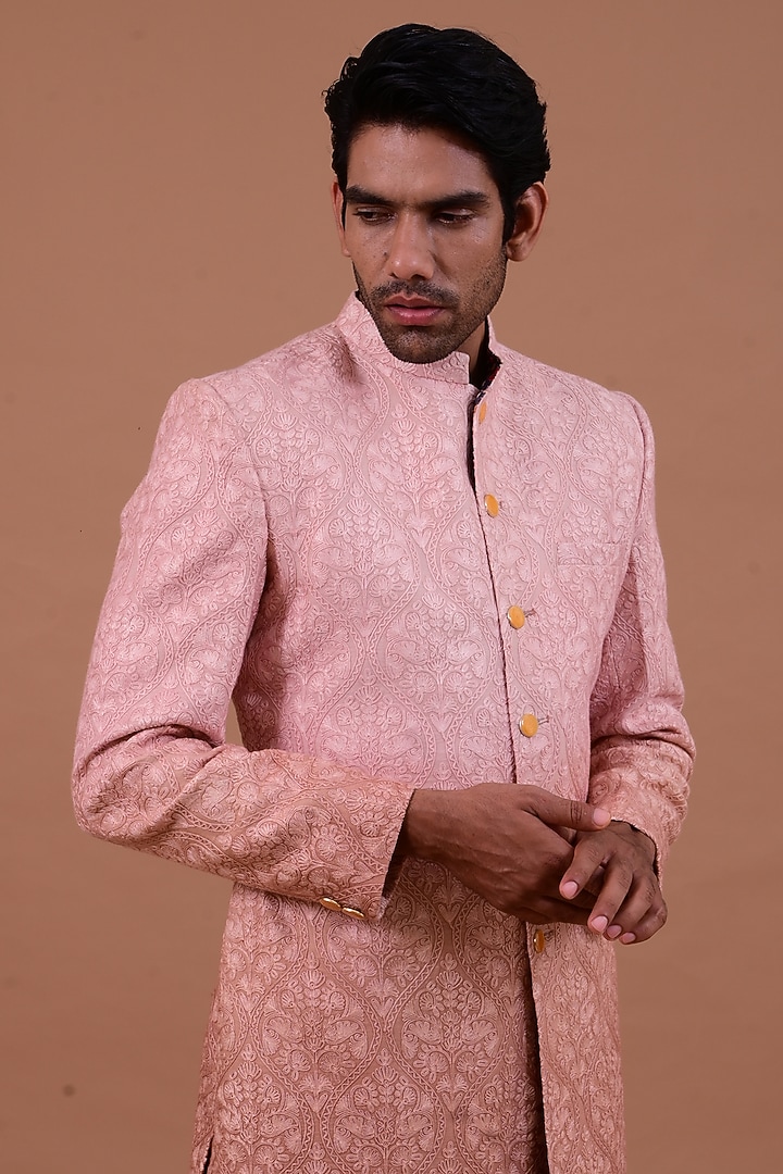 Blush Pink Ombre Wedding Indowestern Jacket Set by Gaurav Katta at Pernia's Pop Up Shop