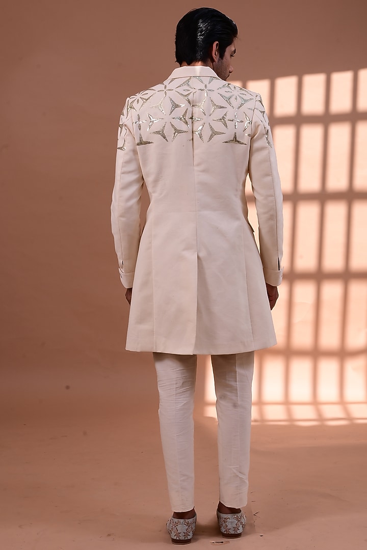 Ivory Embroidered Jacket Set by Gaurav Katta at Pernia's Pop Up Shop