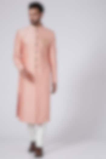 Peach Zardosi Embroidered Wedding Sherwani by Gaurav Katta at Pernia's Pop Up Shop