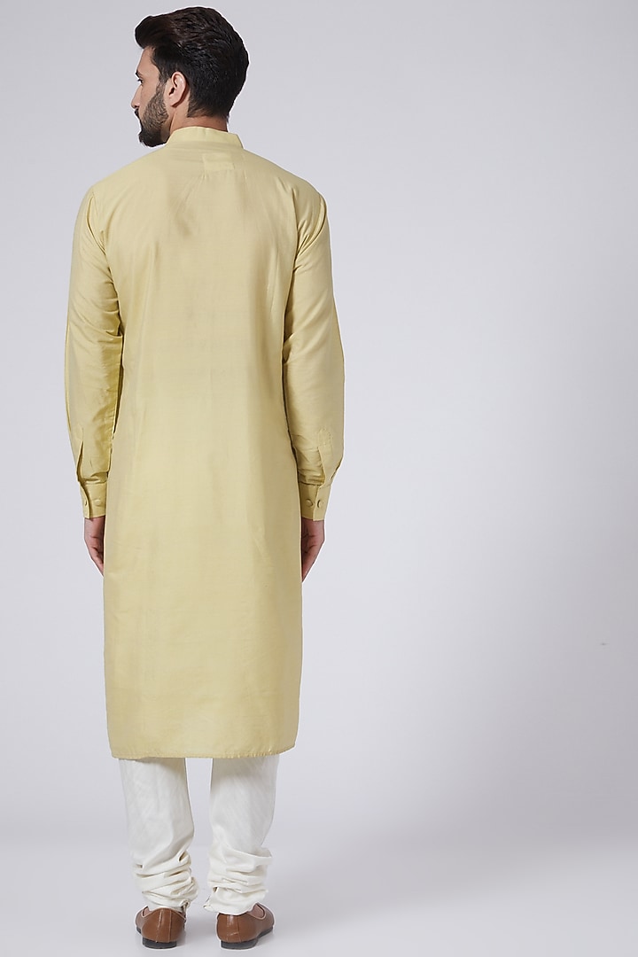 Beige Mirror Embroidered Kurta by Gaurav Katta at Pernia's Pop Up Shop
