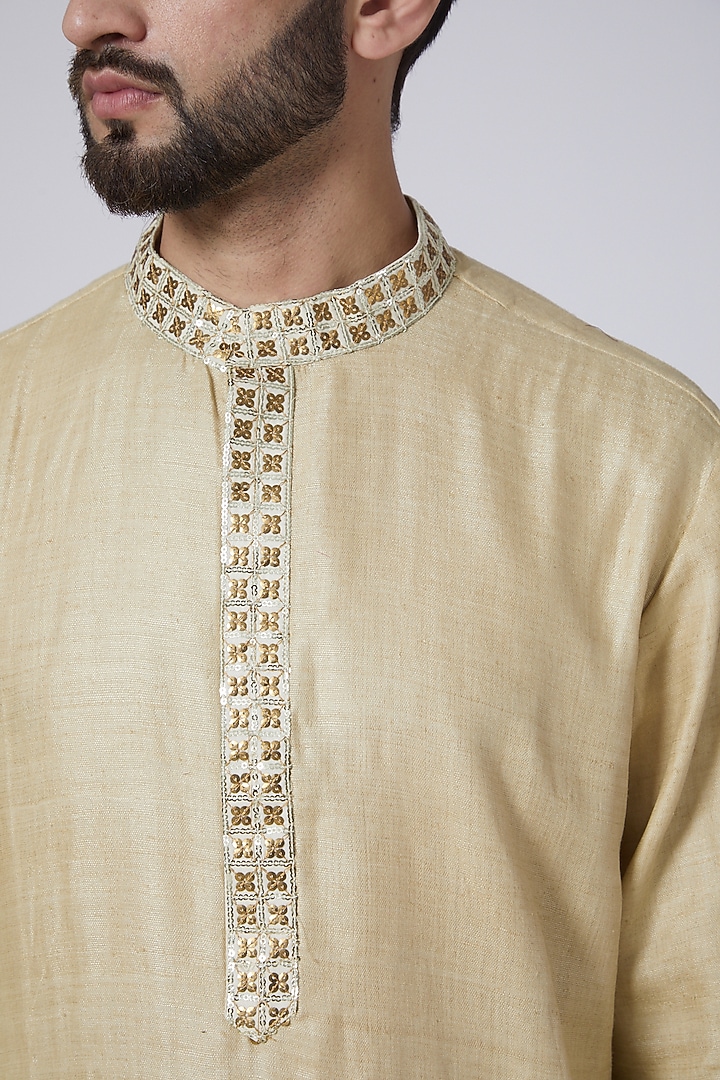 Beige Sequins Embroidered Kurta by Gaurav Katta at Pernia's Pop Up Shop