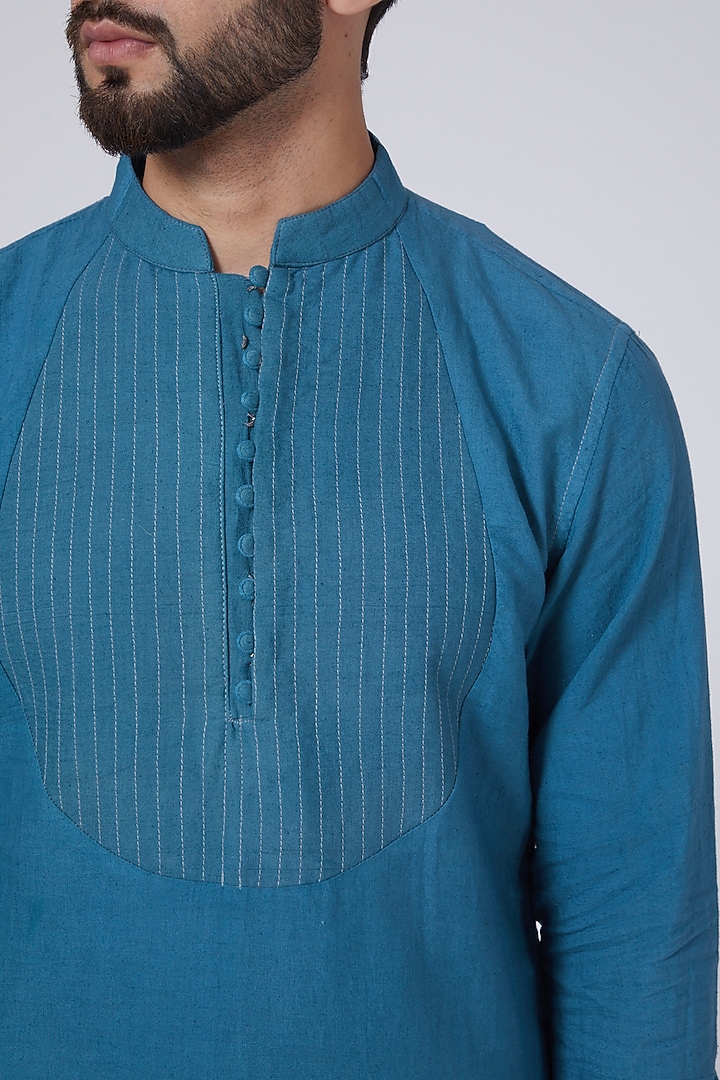Cobalt Blue Ombre Printed Kurta by Gaurav Katta at Pernia's Pop Up Shop