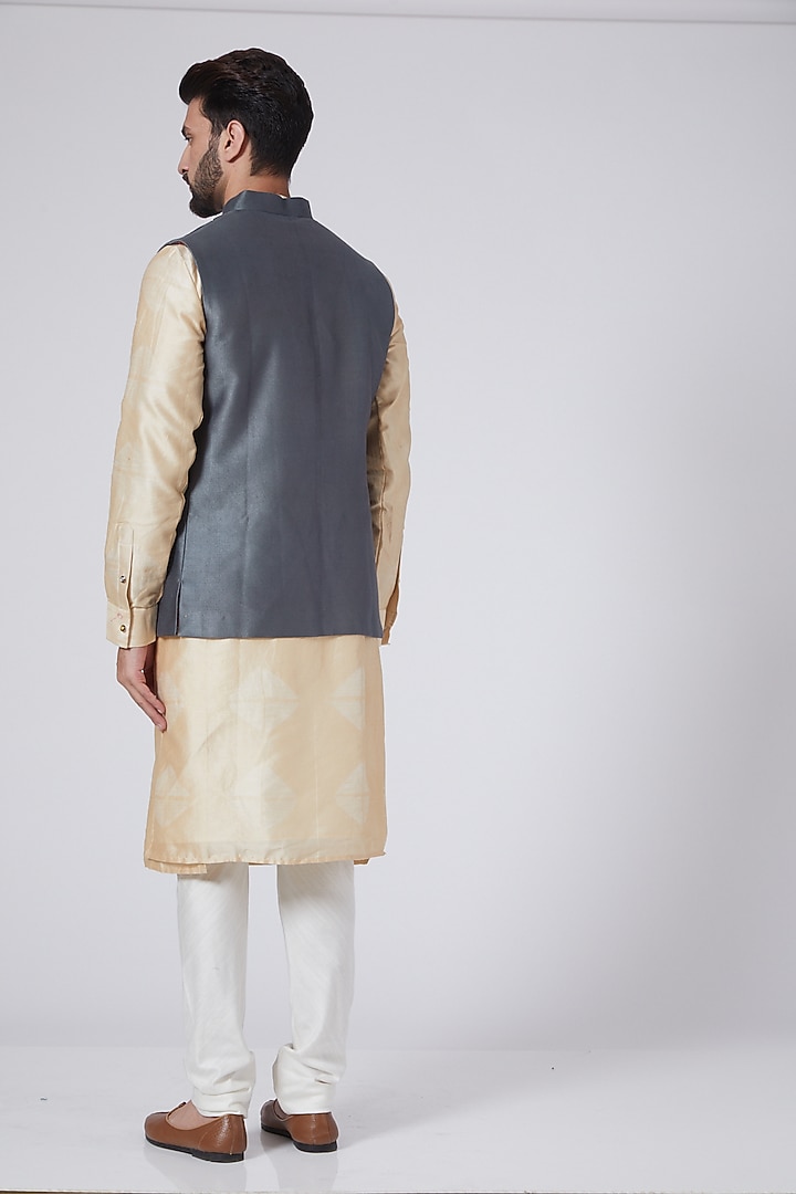 Grey Zardosi Embroidered Nehru Jacket by Gaurav Katta at Pernia's Pop Up Shop