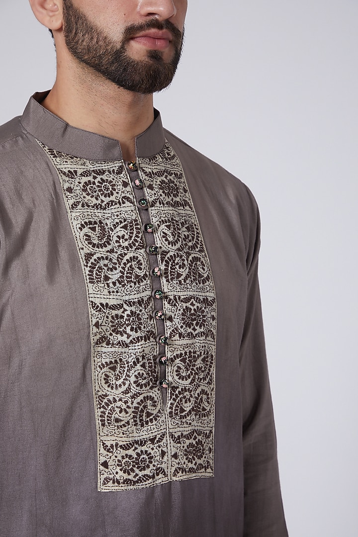 Brown Georgette Chikankari Embroidered Kurta Set by Gaurav Katta at Pernia's Pop Up Shop