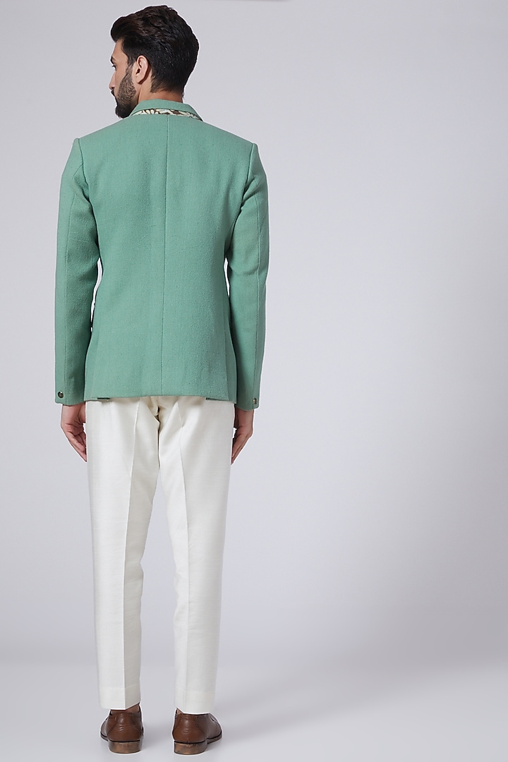 Emerald Green Cotton Blazer by Gaurav Katta at Pernia's Pop Up Shop