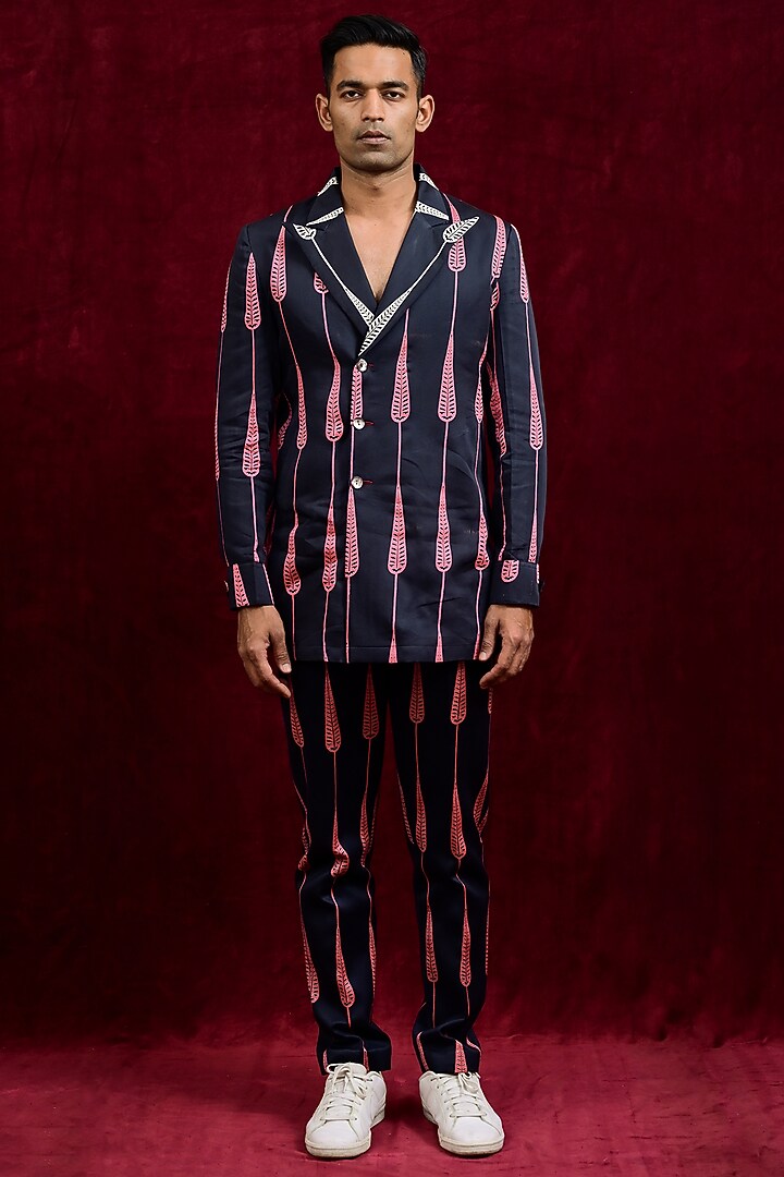 Ebony & Pink Modal Silk Hand Painted Oversized Party Wear Shirt by Gaurav Katta at Pernia's Pop Up Shop