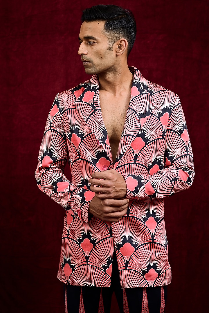 Pink Modal Silk Painted Oversized Party Wear Shirt by Gaurav Katta at Pernia's Pop Up Shop