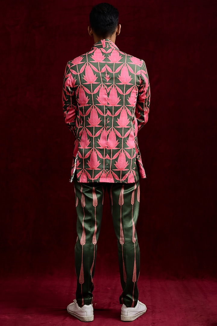 Salmon & Olive Modal Silk Hand Painted Oversized Wedding Shirt by Gaurav Katta at Pernia's Pop Up Shop