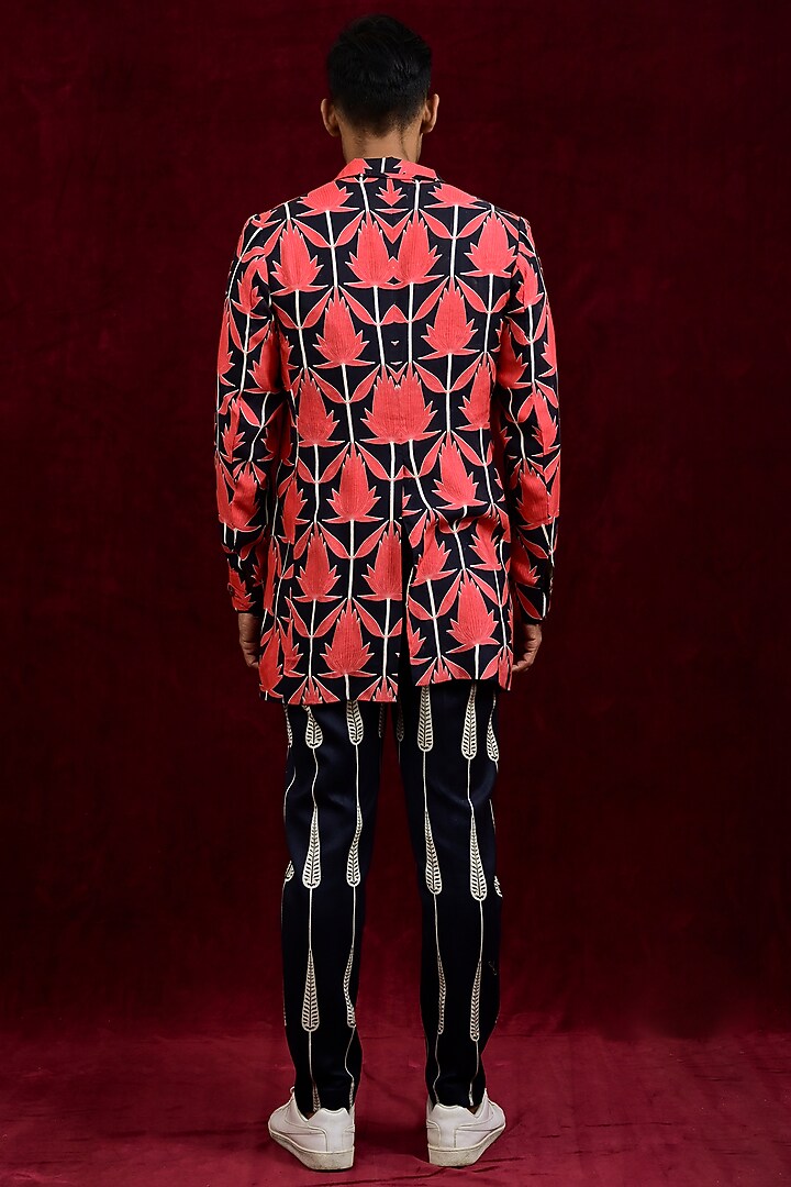 Crimson & Ebony Modal Silk Hand Painted Oversized Party Wear Shirt by Gaurav Katta at Pernia's Pop Up Shop
