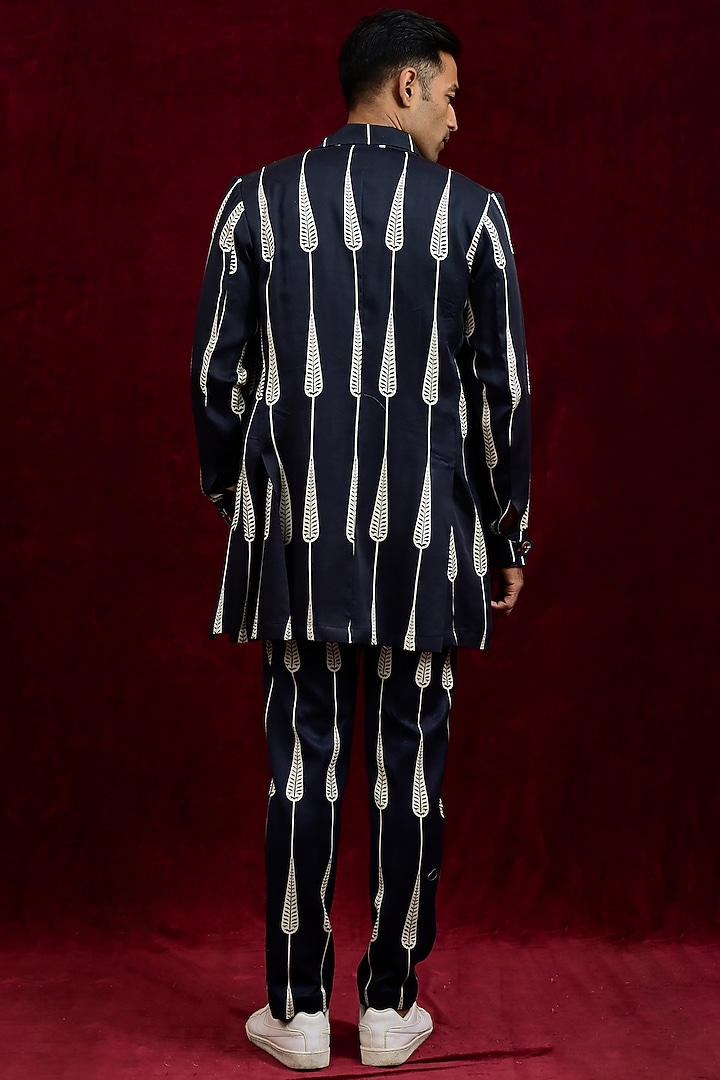 Ebony & White Modal Silk Hand Painted Oversized Party Wear Shirt by Gaurav Katta at Pernia's Pop Up Shop