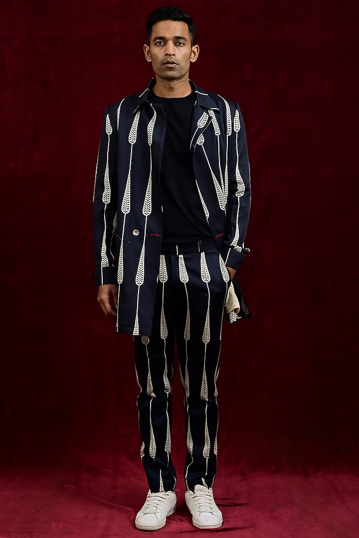 Ebony & White Modal Silk Hand Painted Oversized Party Wear Shirt by Gaurav Katta at Pernia's Pop Up Shop