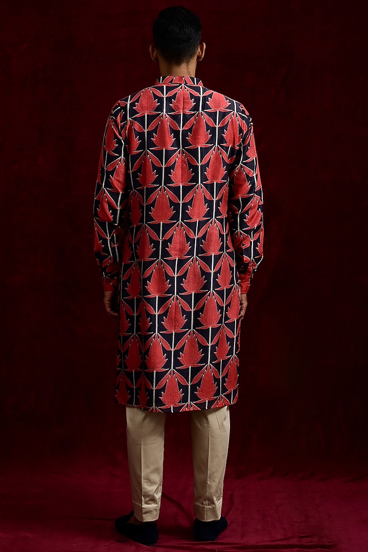 Crimson & Ebony Chanderi Silk Hand Painted Kurta by Gaurav Katta at Pernia's Pop Up Shop