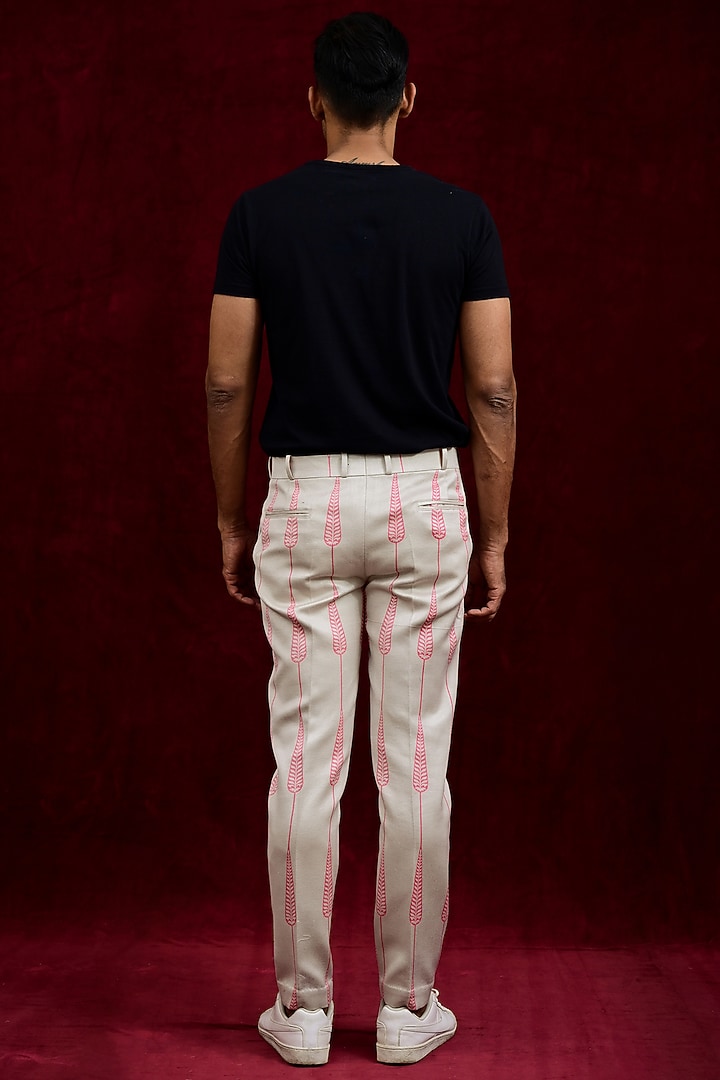 Salmon & Ash Modal Silk Hand Painted Trousers by Gaurav Katta at Pernia's Pop Up Shop
