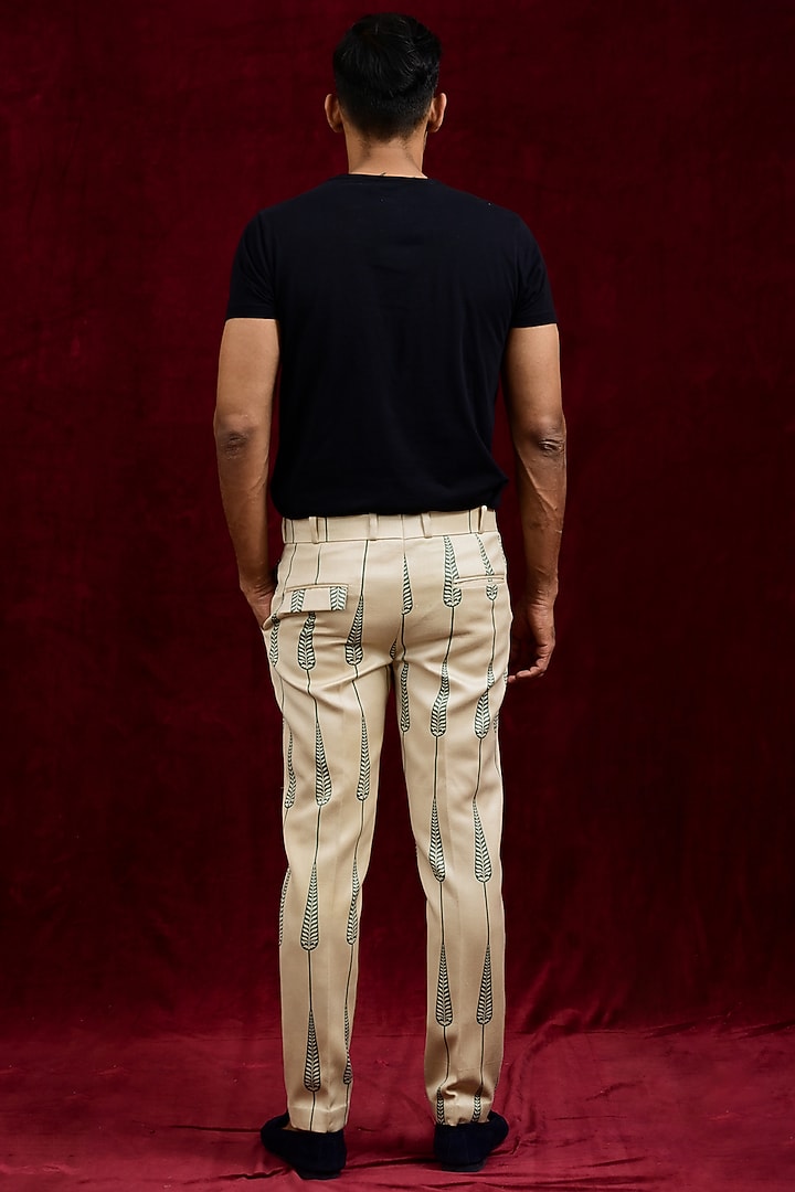 Ivory & Olive Modal Silk Hand Painted Trousers by Gaurav Katta at Pernia's Pop Up Shop