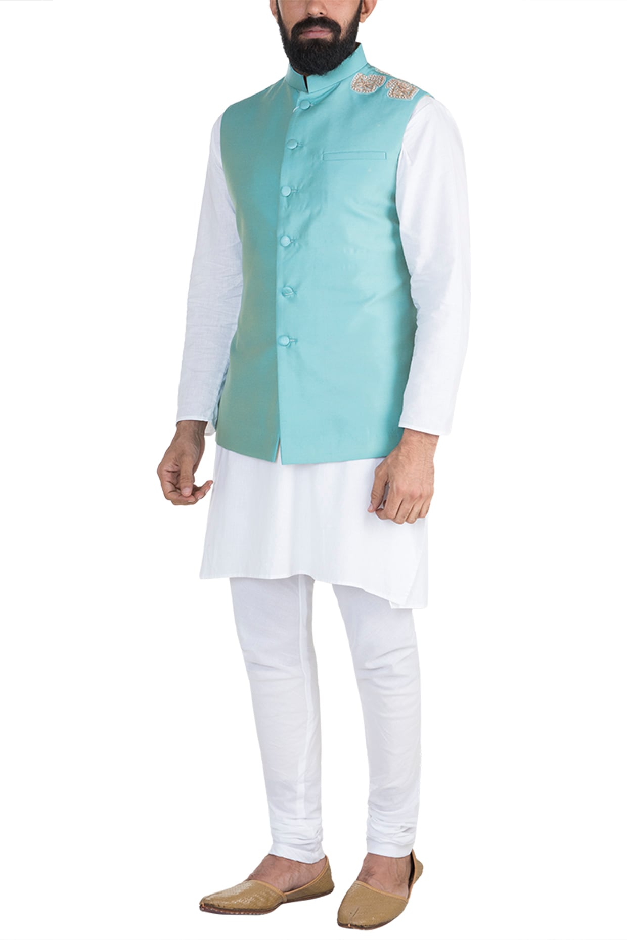 Buy Off White Cotton Silk Digital Print Floral Patterns Lakeer Nehru Jacket  For Men by Ankit V Kapoor Online at Aza Fashions.